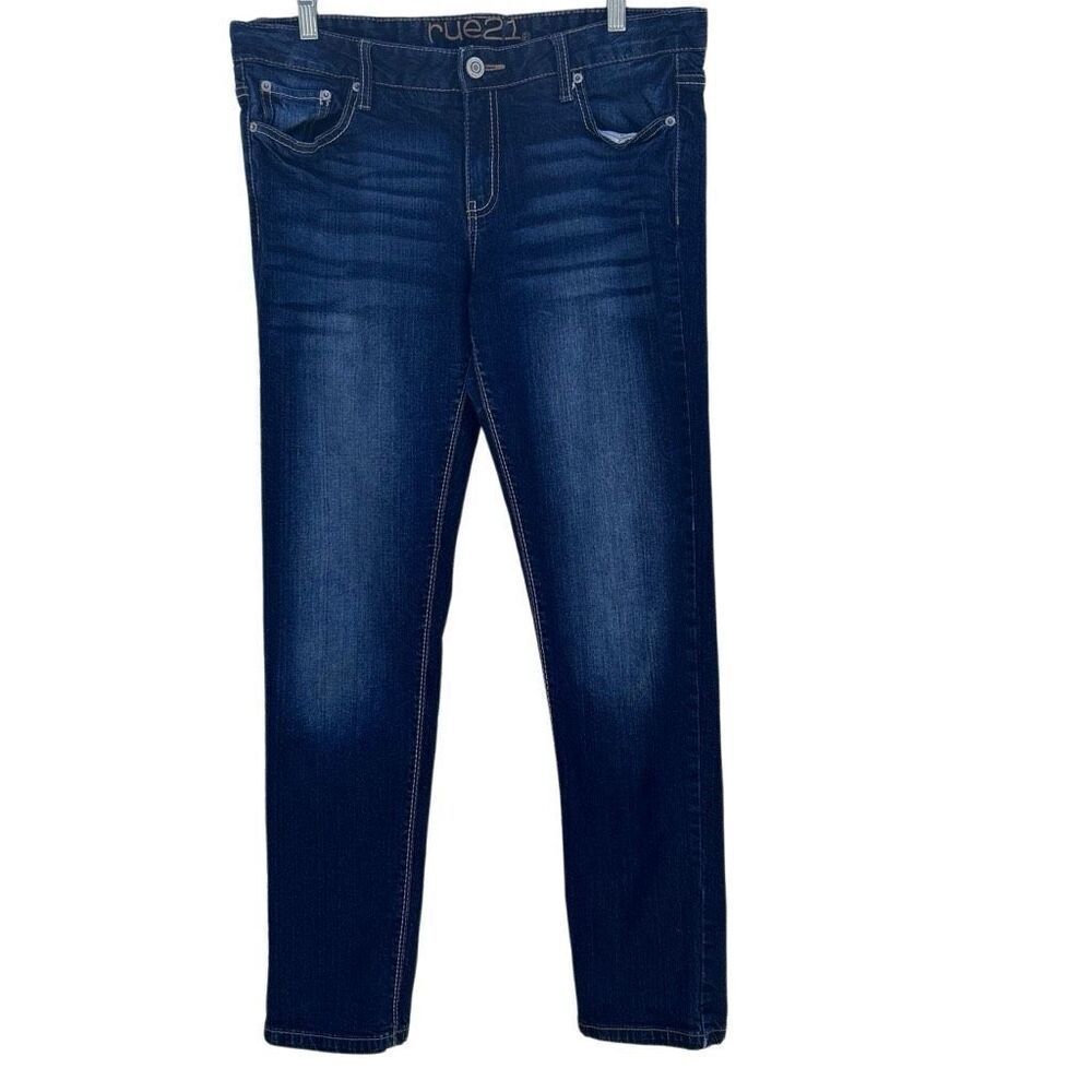 RUE21 Denim Jeans Women's Size 13/14 Blue Dark Wash Mid-rise Skinny Stretch